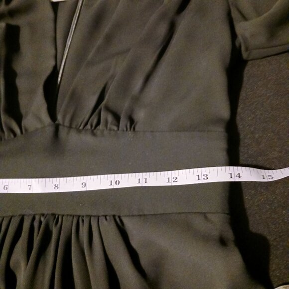 NEW Amanda Uprichard Analeigh Shirred Long Sleeve Faux-Wrap Mini‎ Dress Black S - Picture 14 of 16